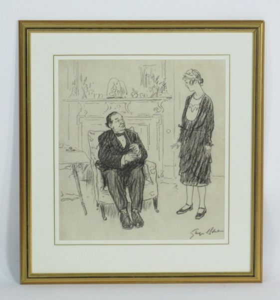 Caricature Sketch of an Old Man & Maid