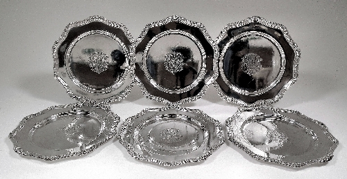 Six American silver plates the shaped