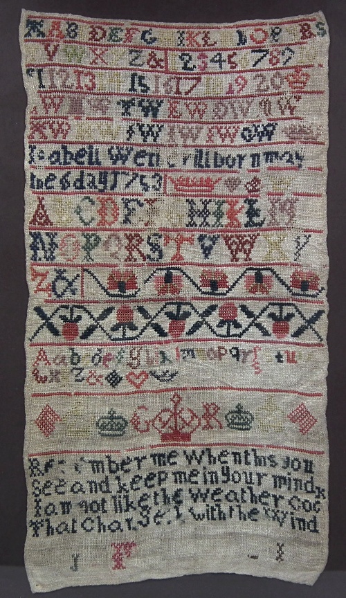 A George II needlework band sampler 15d899