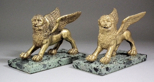 A pair of gilt brass ''Lions of
