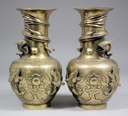 A pair of Chinese bronze bulbous