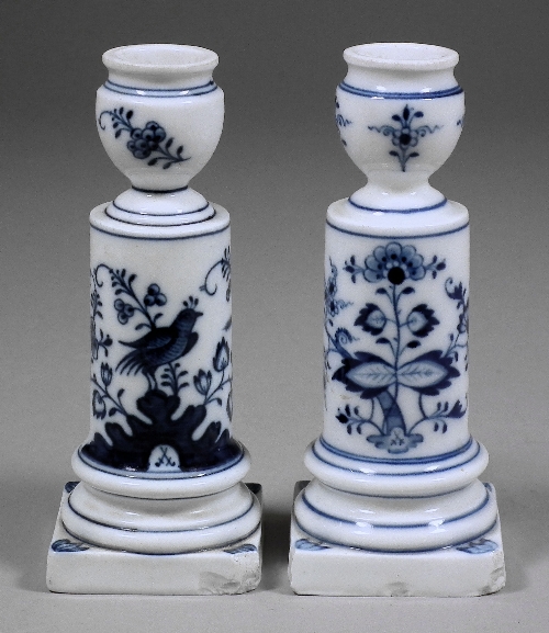 Two Meissen candlesticks painted 15d927