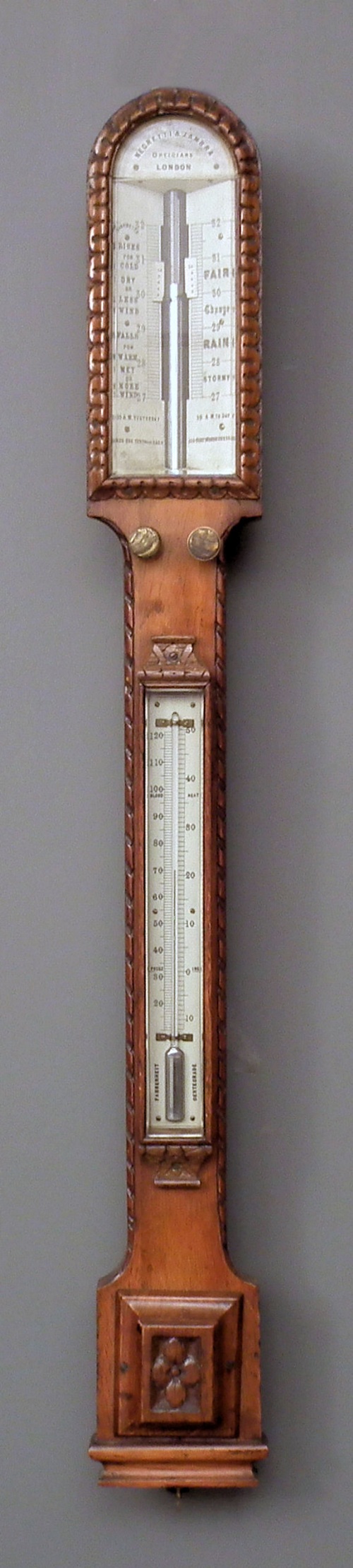 A Victorian oak cased stick barometer 15d97b