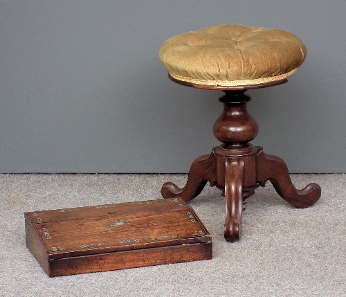 A Victorian rosewood circular adjustable