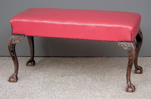 A 1920s mahogany rectangular stool