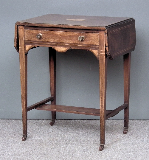 An Edwardian inlaid rosewood dropleaf 15d9bd