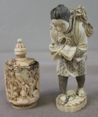 Signed Asian Ivory Figure with 15d9f6