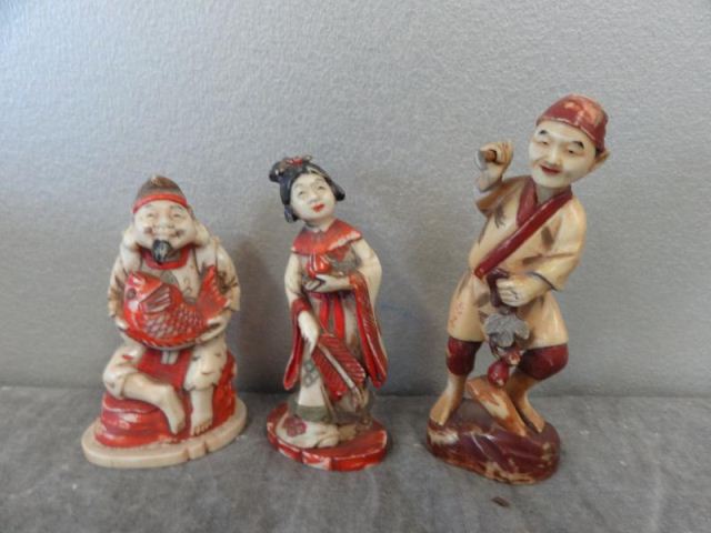 3 Asian Ivory Figures All 3 are 15da06