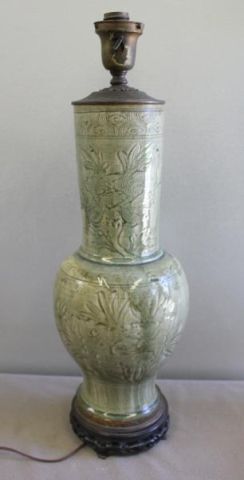 Chinese Carved Celadon Vase Mounted 15da28