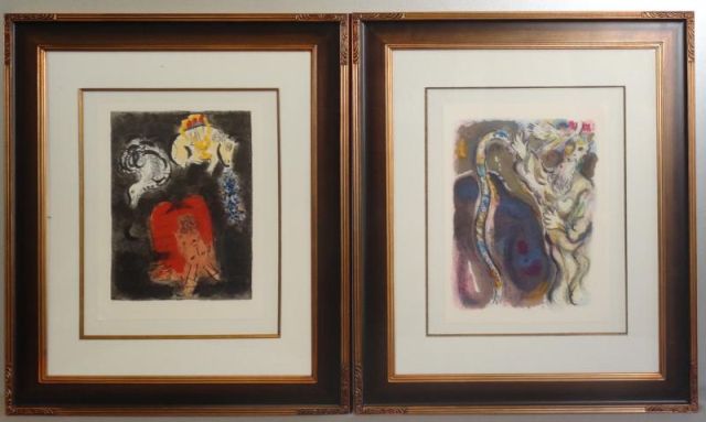 CHAGALL. 2 Lithographs From ''The