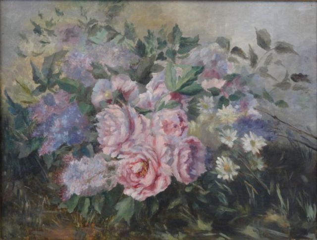 Unsigned Oil on Canvas Floral Still 15da31