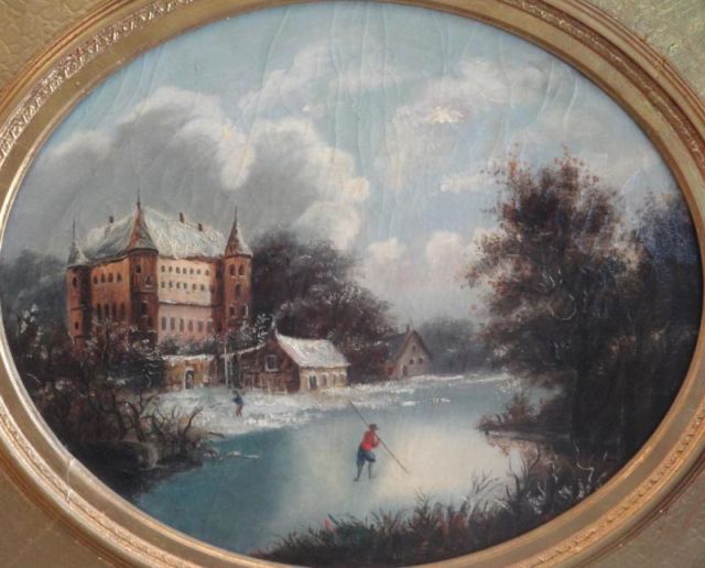 19th Century Oval Oil on Canvas