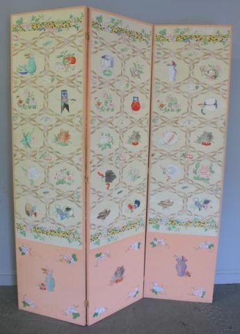 3 Panel Midcentury Screen Painted