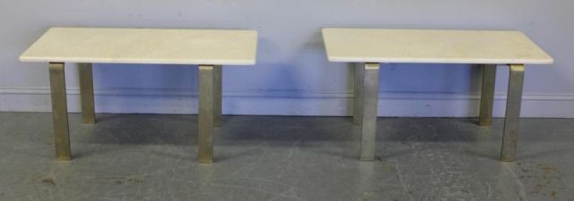 Pair of Marble Top and Bronze Base 15da56