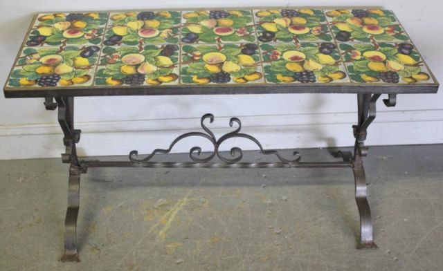 Tile Top Table.From a Scarsdale NY estate.