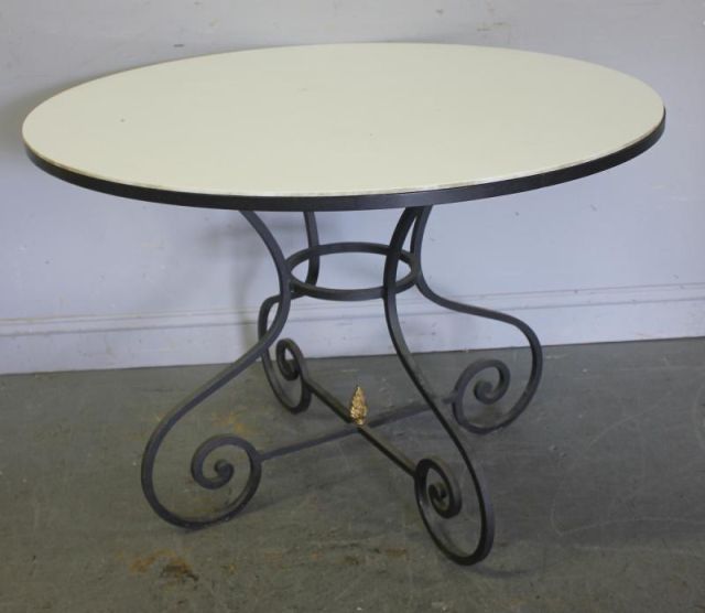 French Iron Milk Glass Round Table From 15da61