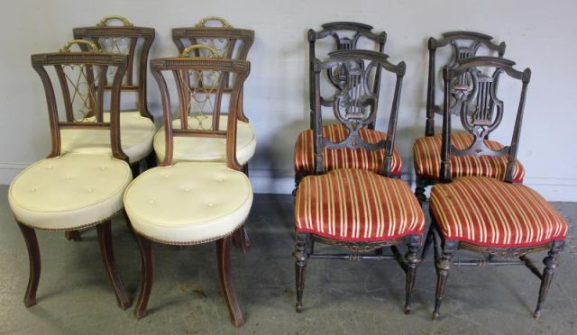 Set of 4 Brass Mounted Chairs with a