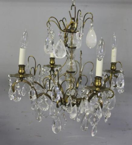 Small Vintage Brass Chandelier with