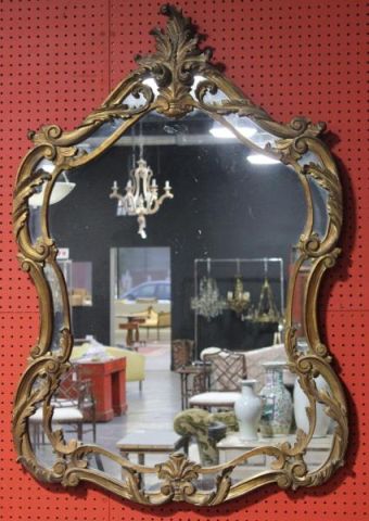 Carved and Gilded Cartouche Mirror.From