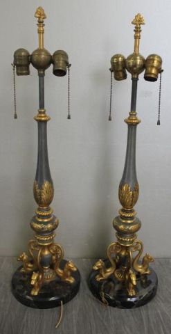 Pair of Possibly Caldwell Lamps Pewter 15da9b