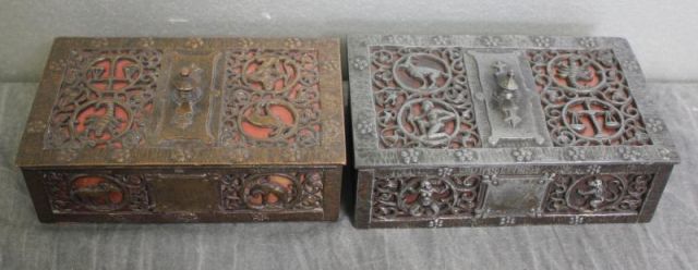 2 Patinated Boxes with Zodiac Reliefs Silver 15daa3