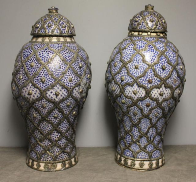 Pair of Persian Style Covered Urns From 15dab0