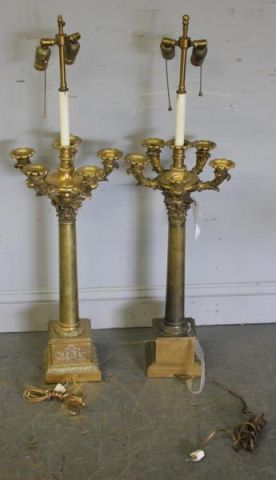 Pair of Five Arm Gilt Candelabra 15daba