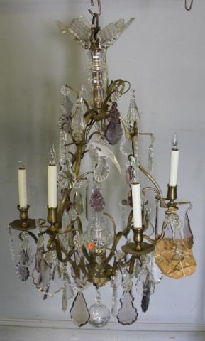 Gilt Metal 6 Light Chandelier with