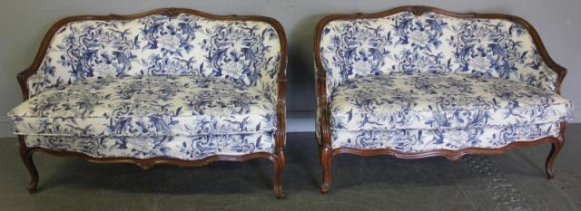 Pair of Louis XV Upholstered Settees.From