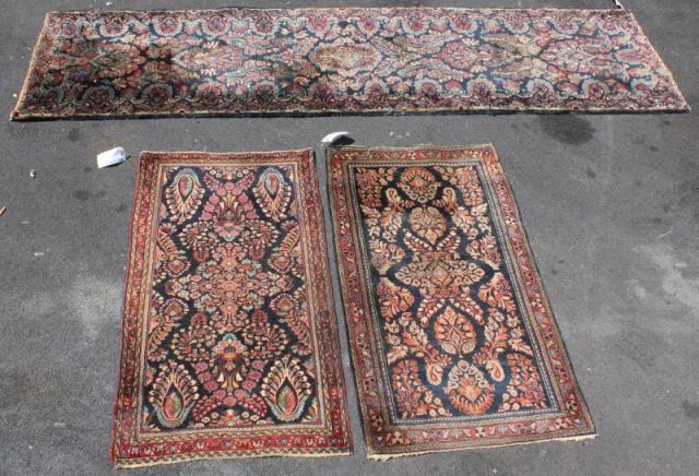 3 Antique Persian Scatter Carpets.Includes