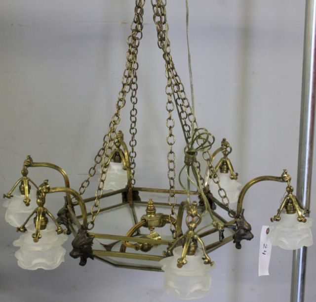 Art Deco 6 Light Gilt Metal and 15db59