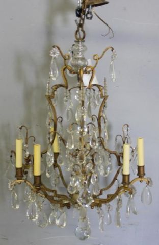 Vintage Gilded Iron & Crystal 6