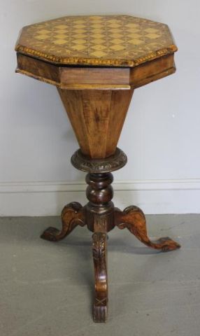 English Victorian Inlaid Work Table.From