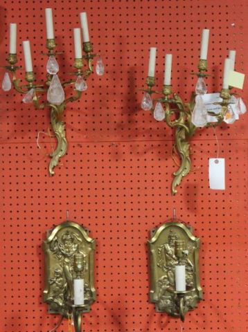 2 Pairs Of Gilt Metal Sconces Including 15db8e