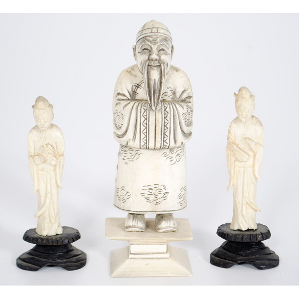 Chinese Carved Ivory Figures Plus