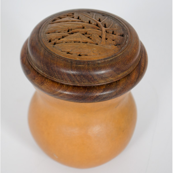 Carved Gourd Cricket Box 20th century.