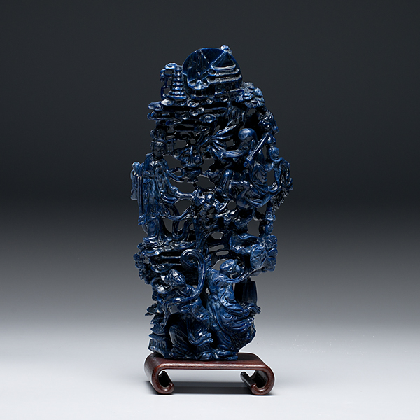 Chinese Blue Sodalite Figural Group 15dbf3