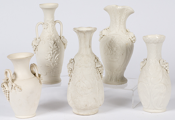 Parian Vases Continental. A group