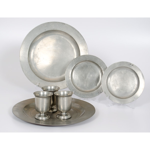 English Pewter Servers Plates and