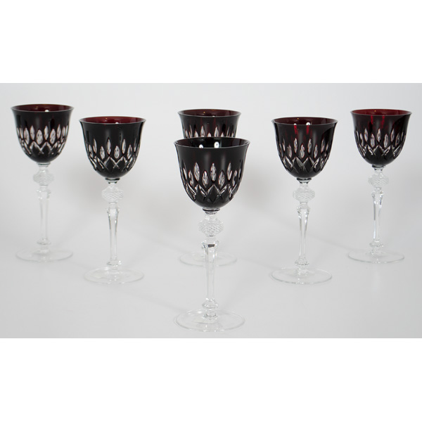 Bohemian Cut to Clear Wine Glasses 15dc53