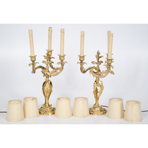 French Gilt Bronze Three Arm Candelabra 15dc6c