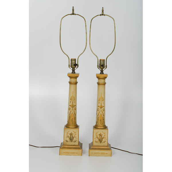 French Tole Painted Table Lamps