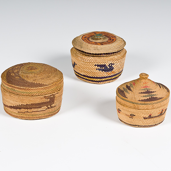 Nootka and Makah Lidded Baskets