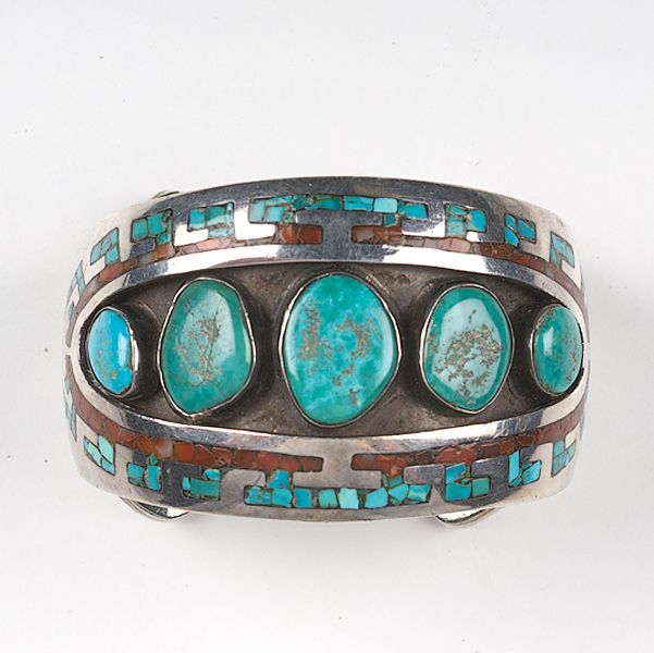 Zuni Silver Turquoise and Coral 15dcef