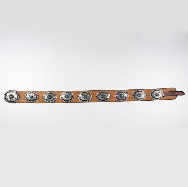 Navajo Concha Belt with Turquoise 15dcfe