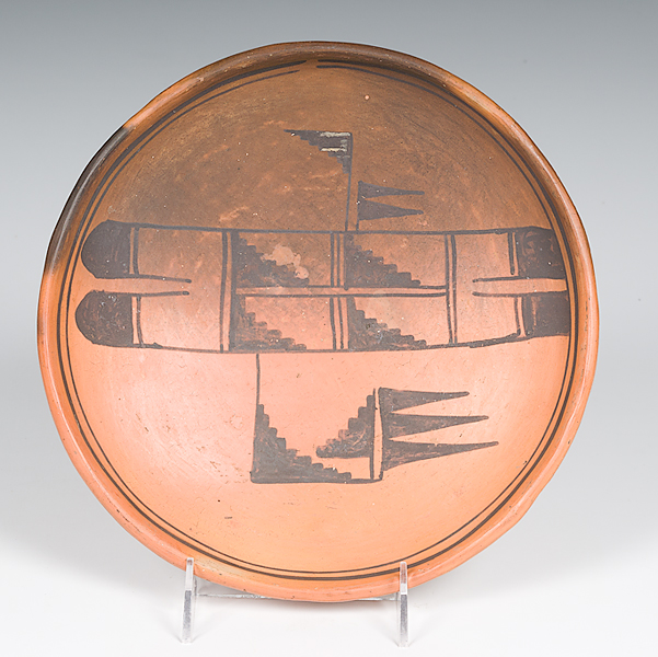 Hopi Redware Bowl designed with stylized