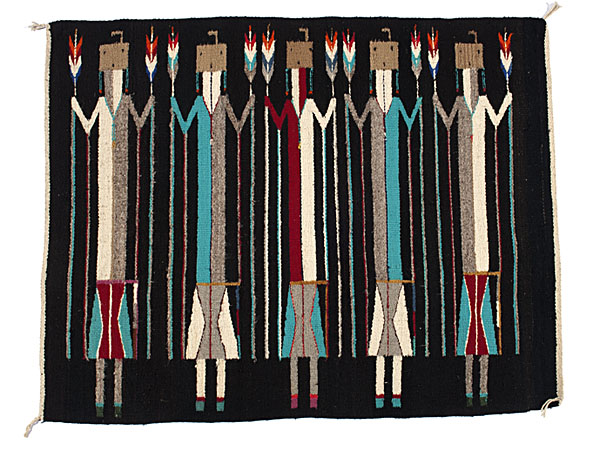 Navajo Yei Weaving woven with hand spun 15dd26