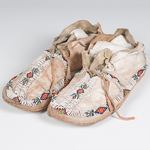 Northern Plains Beaded Hide Moccasins