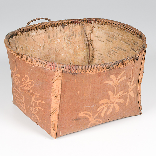 Northeastern Birchbark Basket with floral