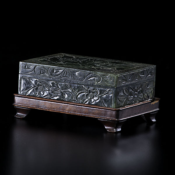 Spinach Jade Carved Box Chinese 15dddb